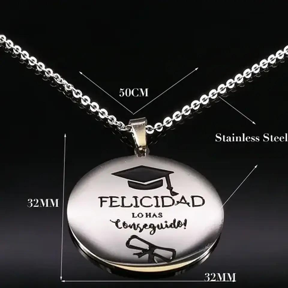 Cadena Y Colgante Licenciatura Graduación + Caja Regalo 4