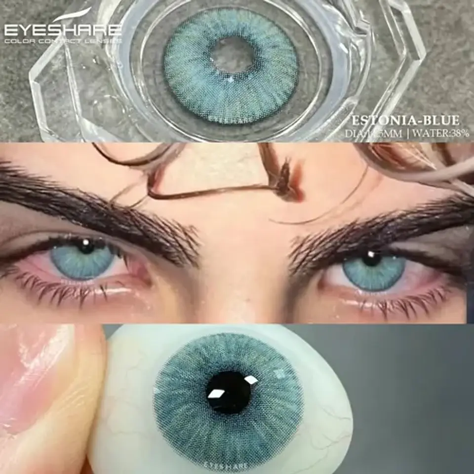 Lentes De Contacto Naturales Estonia Blue Líquido Y Estuche 3