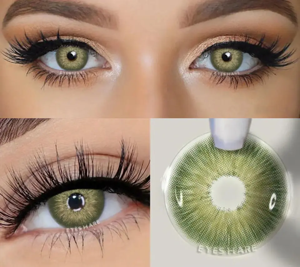 Lentes De Contacto Natural Pattaya Green Líquido Y Estuche 2