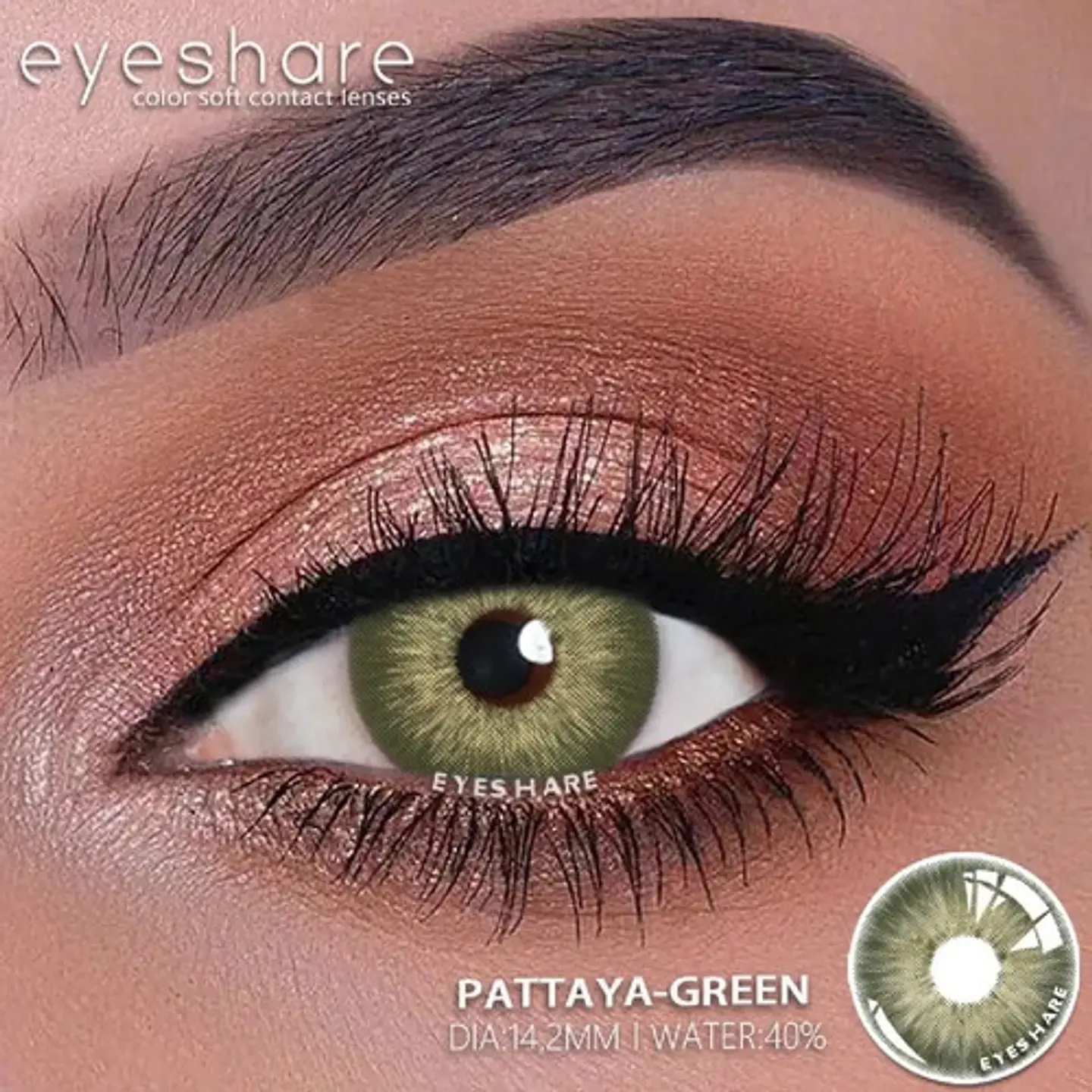 Lentes De Contacto Natural Pattaya Green Líquido Y Estuche 3