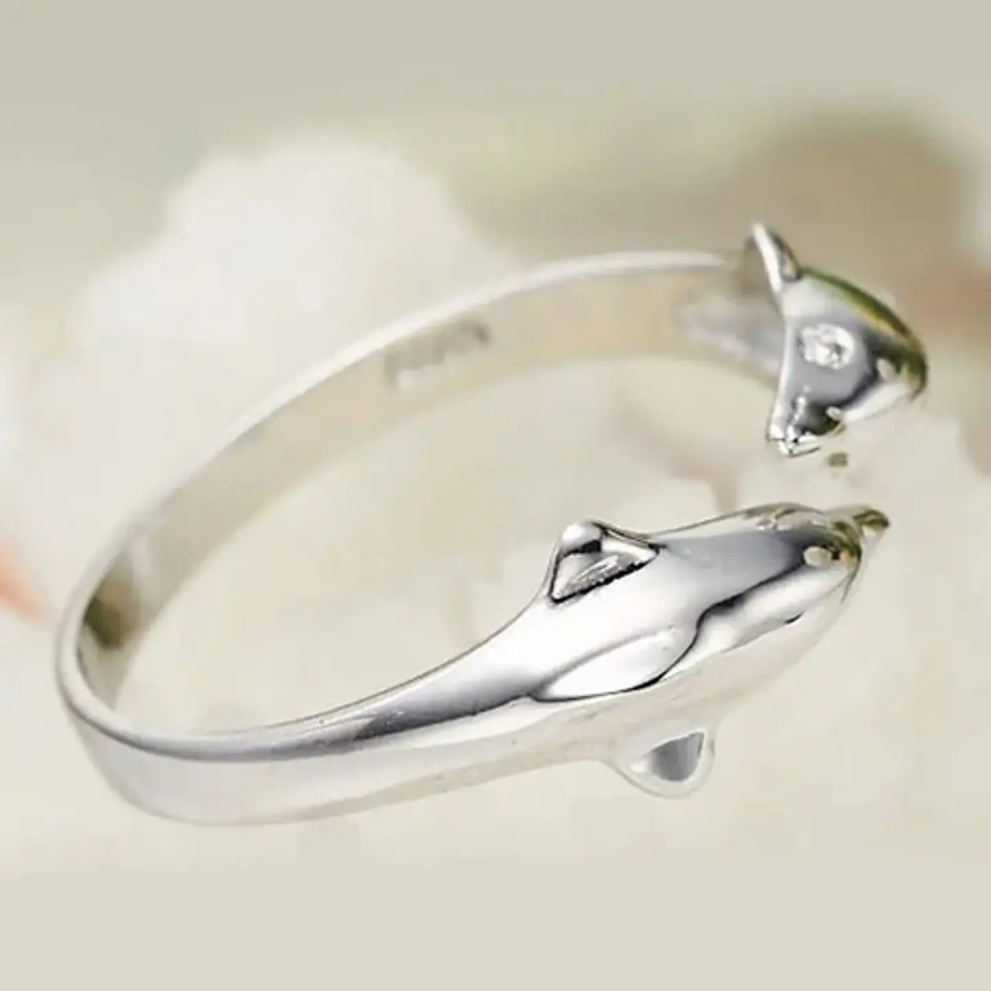 Anillo Delfín Ajustable + Caja Terciopelo Regalo 2