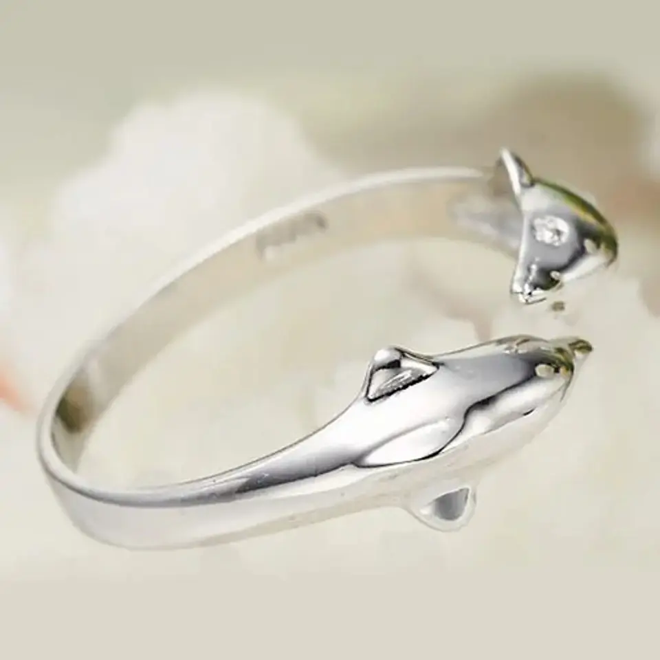 Anillo Delfín Ajustable + Caja Terciopelo Regalo 2
