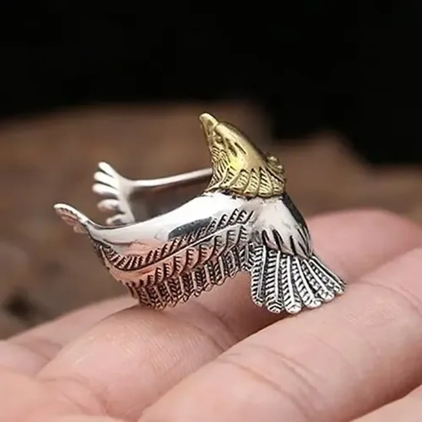 Anillo Águila Ajustable Para Hombre 4