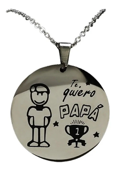 Cadena Colgante Familia Padre Papá Grabado + Caja Regalo