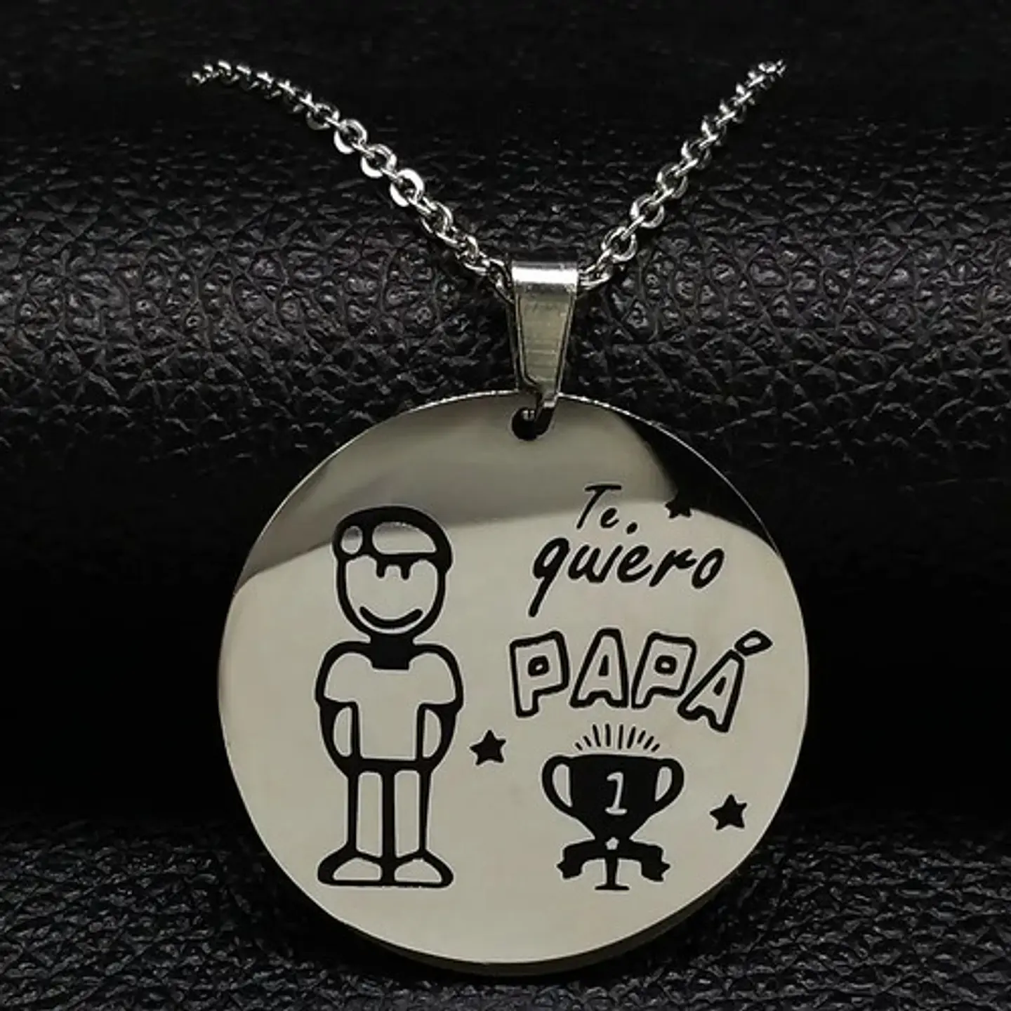 Cadena Colgante Familia Padre Papá Grabado + Caja Regalo 2