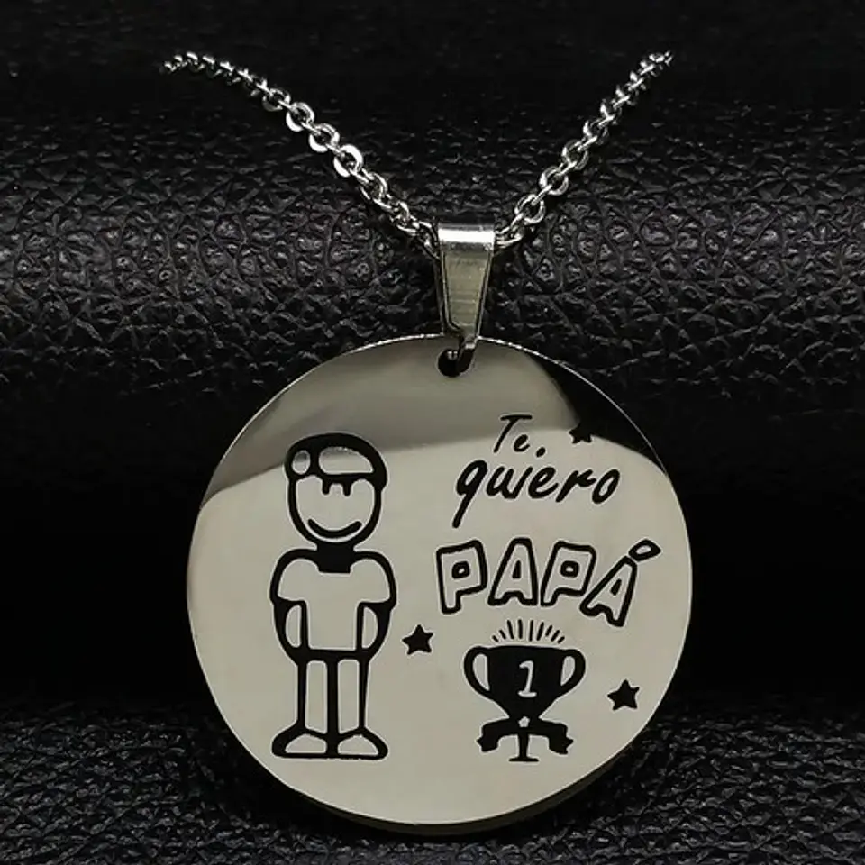 Cadena Colgante Familia Padre Papá Grabado + Caja Regalo 2