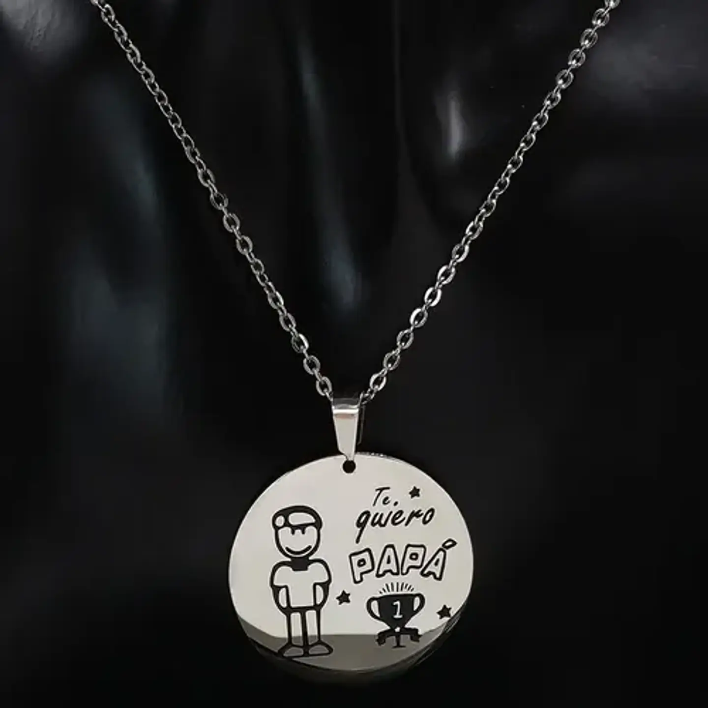 Cadena Colgante Familia Padre Papá Grabado + Caja Regalo 4