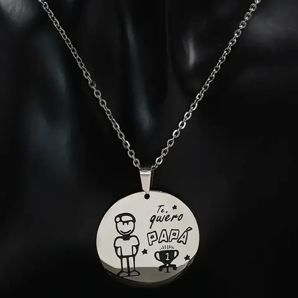 Cadena Colgante Familia Padre Papá Grabado + Caja Regalo 4