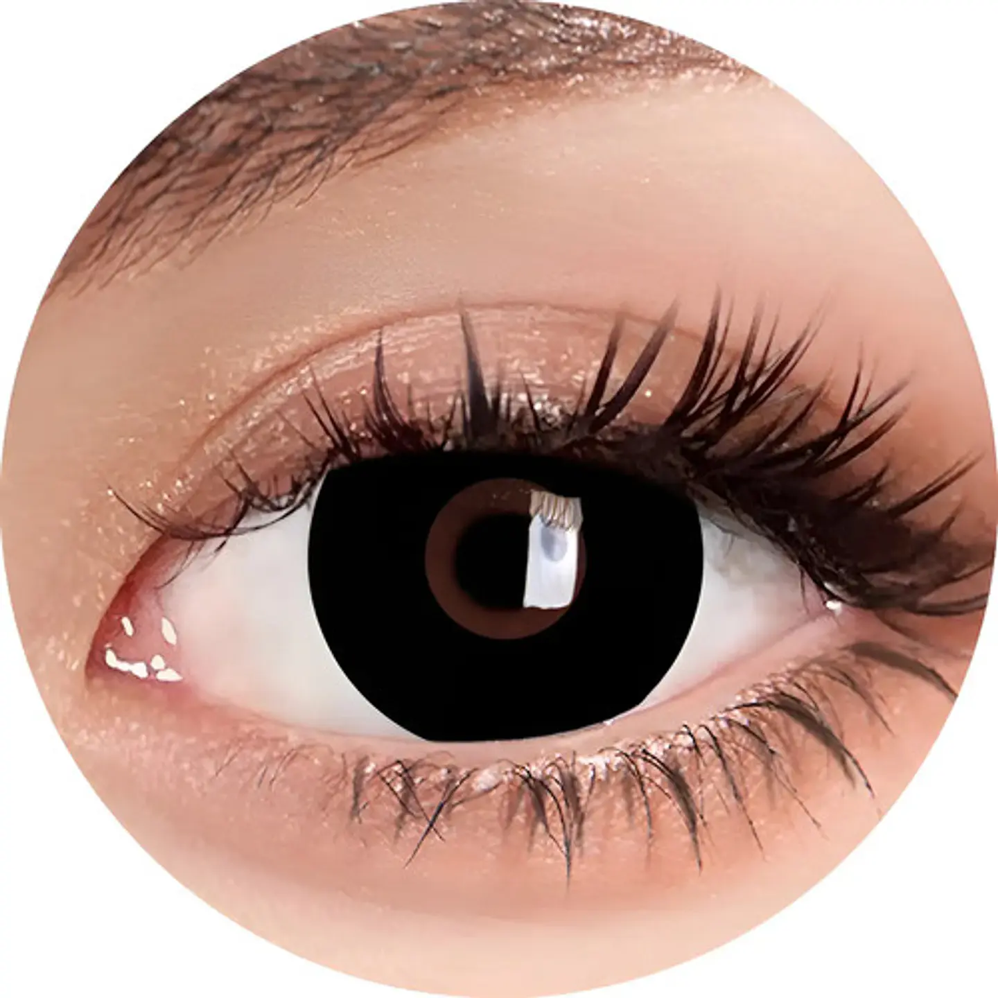 Lentes Contacto Negro Cosplay Halloween +liquido +estuche 1