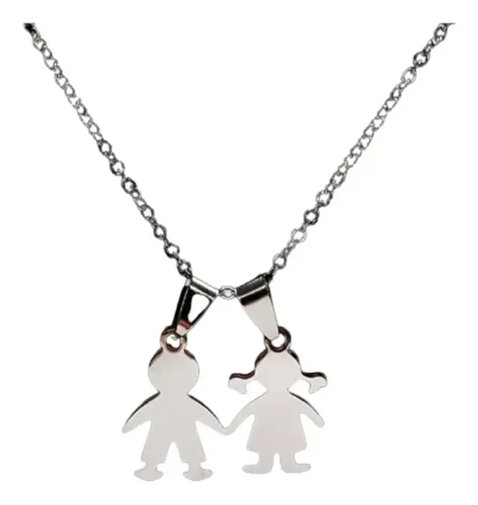 Cadena Colgante Familia Pareja Niño Niña Hijos + Caja Regalo 1