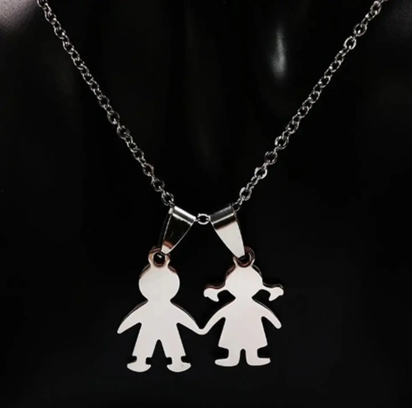 Cadena Colgante Familia Pareja Niño Niña Hijos + Caja Regalo 2