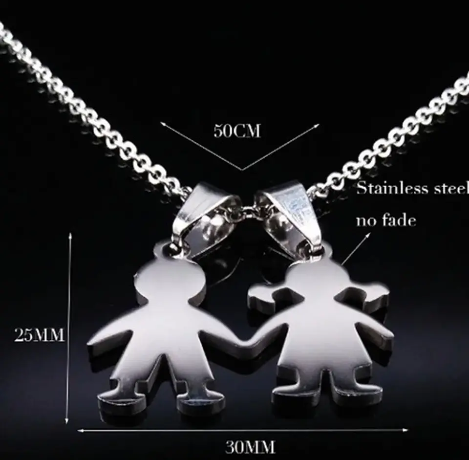 Cadena Colgante Familia Pareja Niño Niña Hijos + Caja Regalo 3