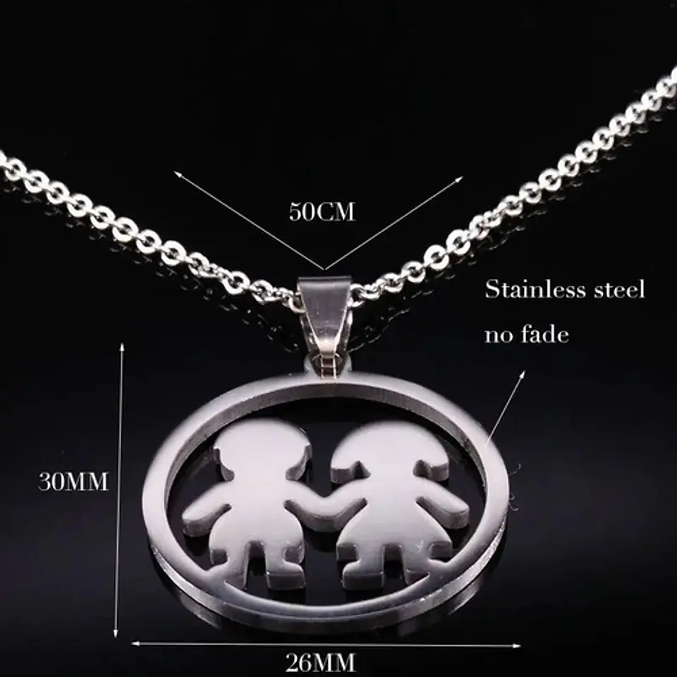 Cadena Colgante Familia Pareja Niño Niña Hijos + Caja Regalo 6