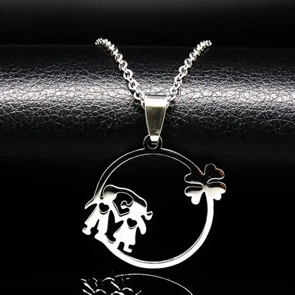 Cadena Colgante Familia Pareja Niño Niña Hijos + Caja Regalo 8