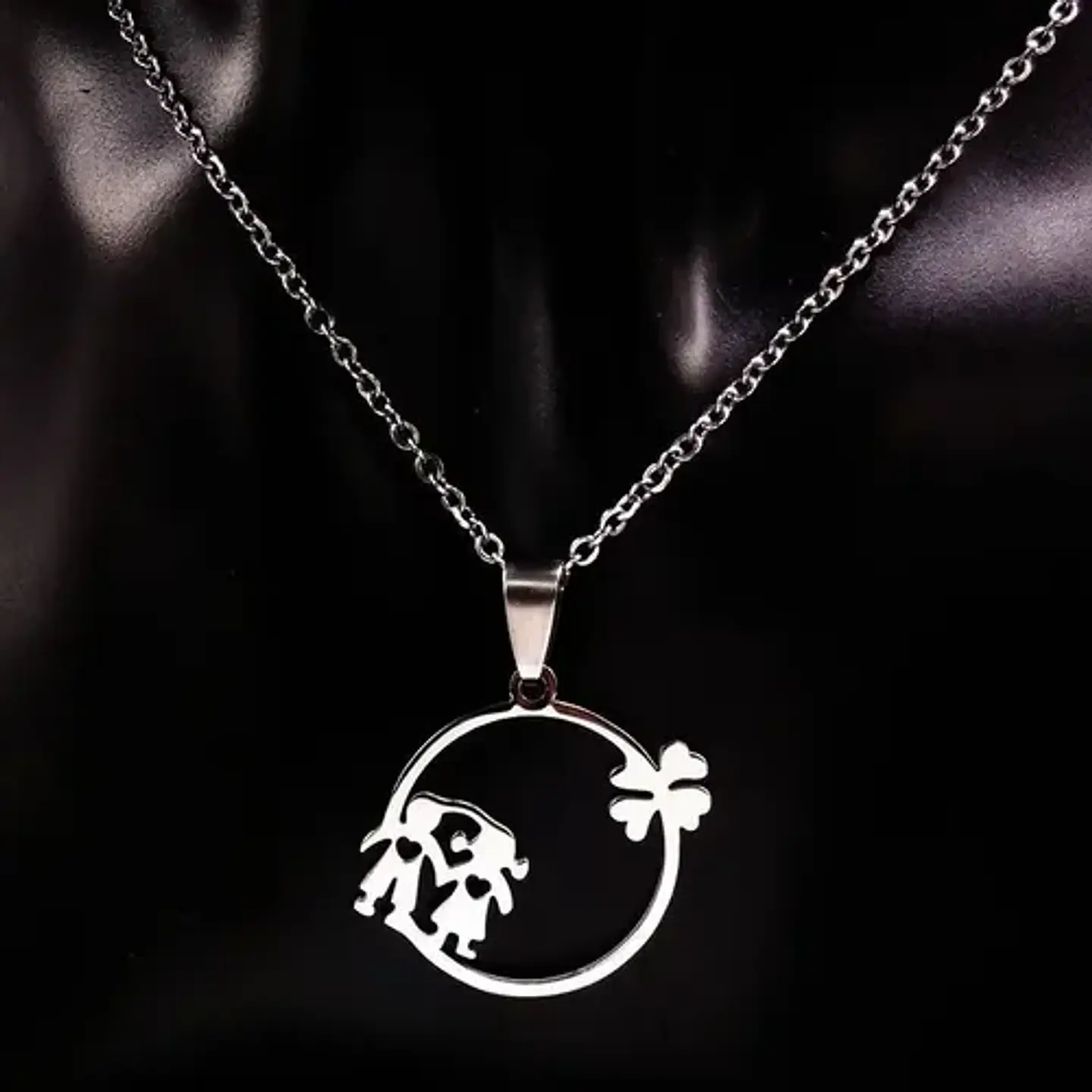 Cadena Colgante Familia Pareja Niño Niña Hijos + Caja Regalo 9