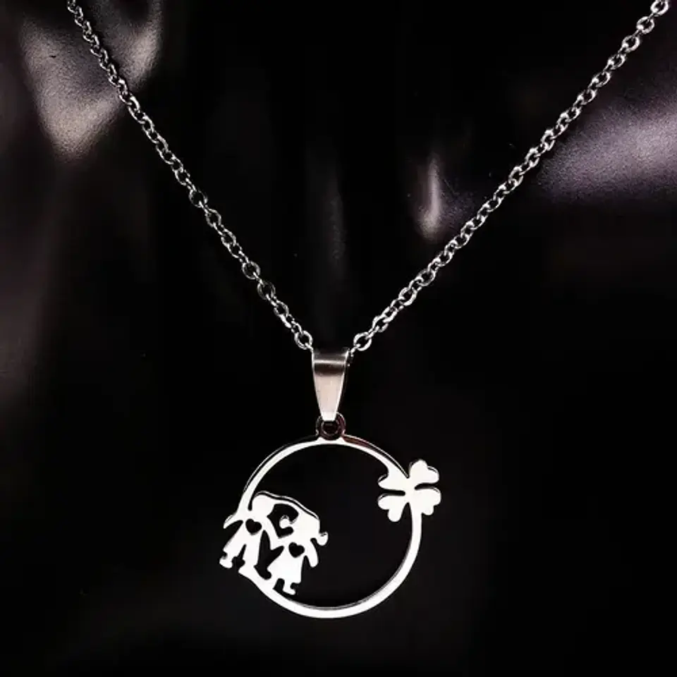 Cadena Colgante Familia Pareja Niño Niña Hijos + Caja Regalo 9