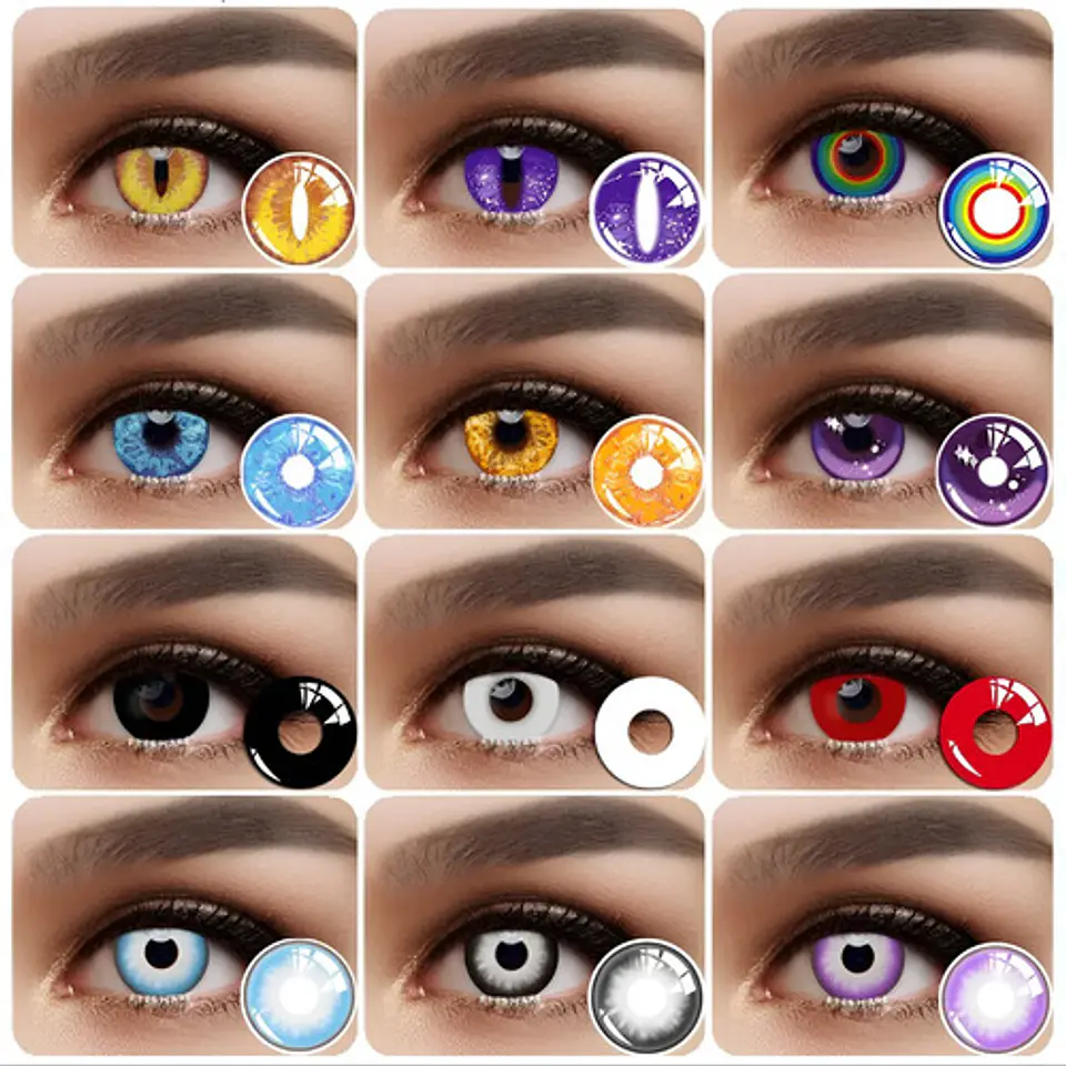 Lentes Contacto Cosplay Halloween Fantasía+ Liquido+ Estuche 1