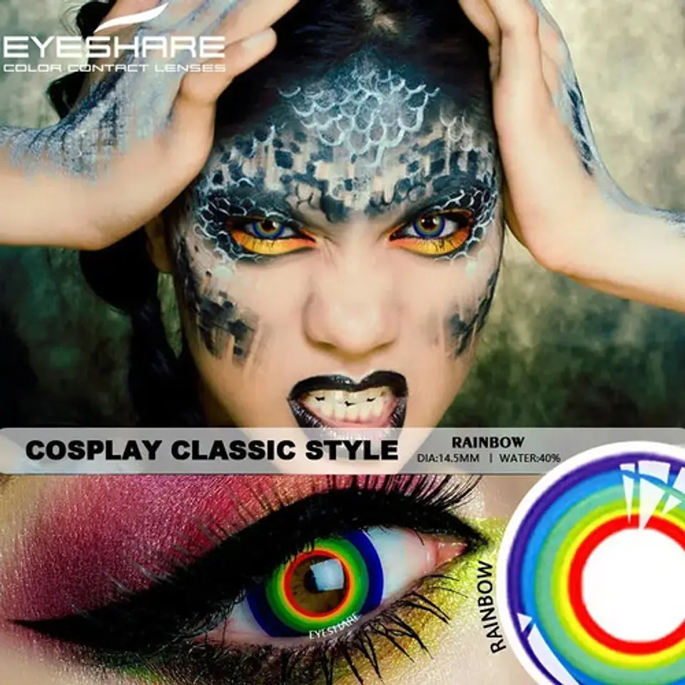 Lentes Contacto Cosplay Halloween Fantasía+ Liquido+ Estuche 32