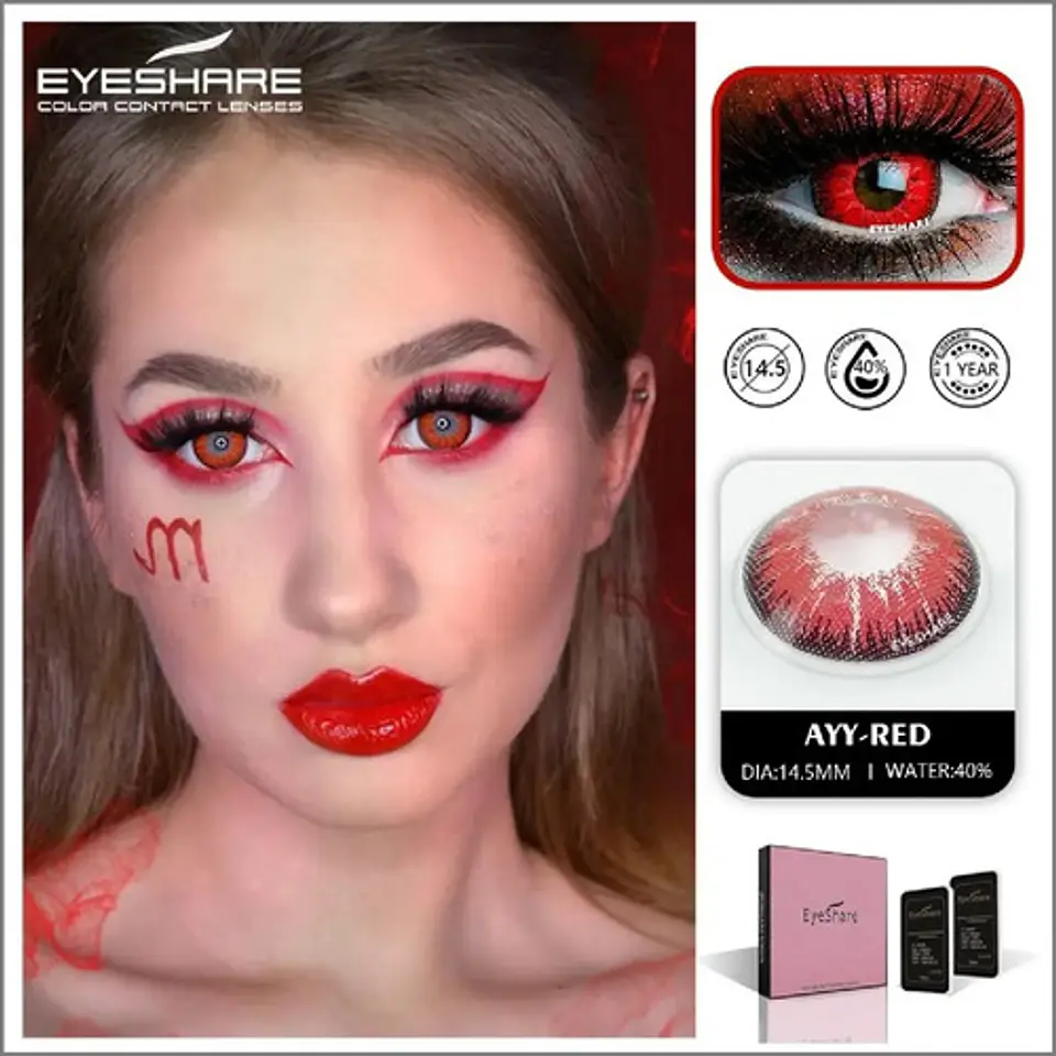 Lentes Contacto Cosplay Halloween Fantasía+ Liquido+ Estuche 41