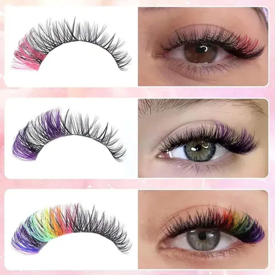 Pestañas Postizas Colores Extensiones Racimo Por Punto 3
