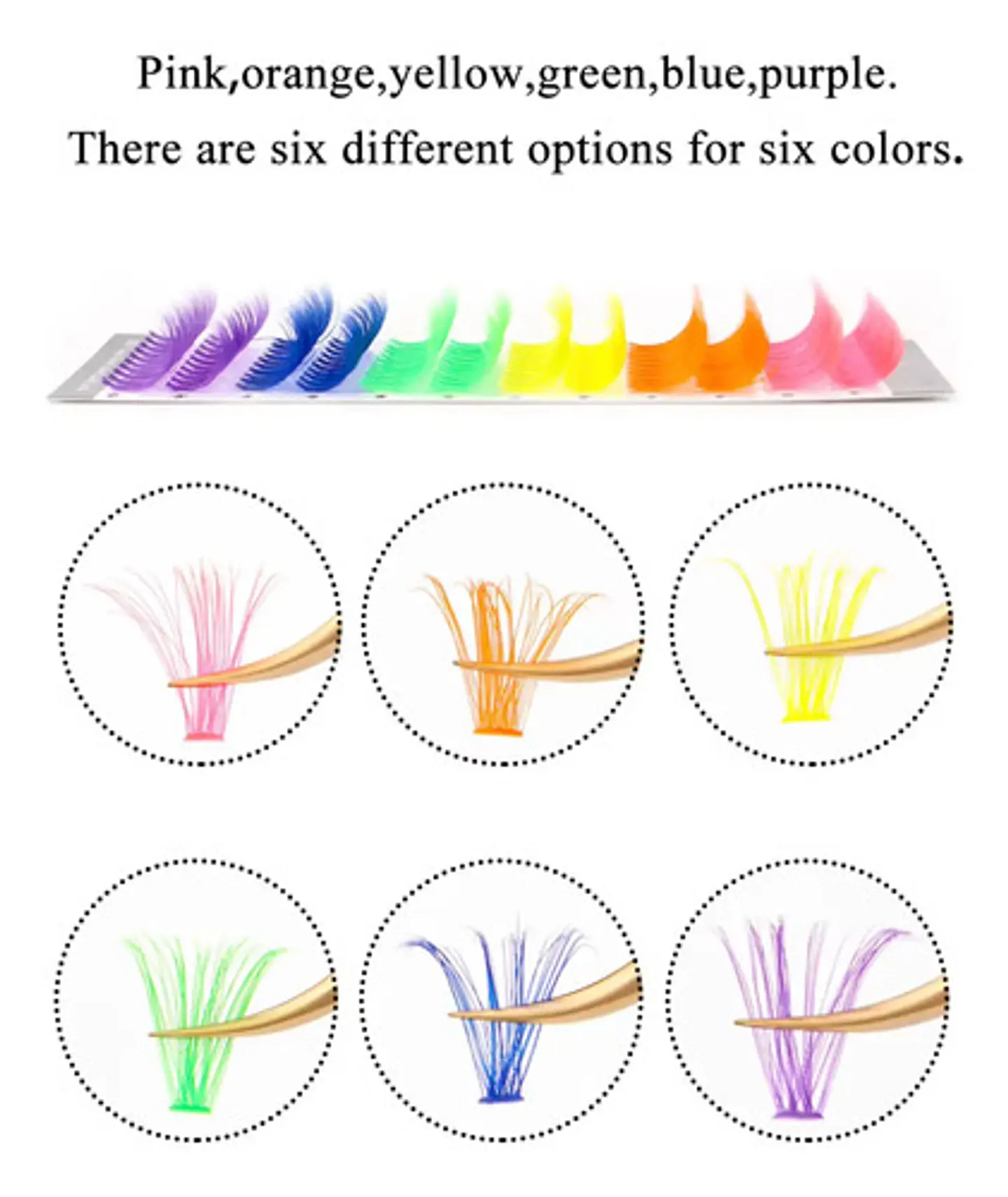 Pestañas Postizas Colores Extensiones Racimo Por Punto 4