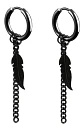 Aros Pluma Punk Gótico Kpop Rock Black + Bolsa Regalo Joyas - Miniatura 1