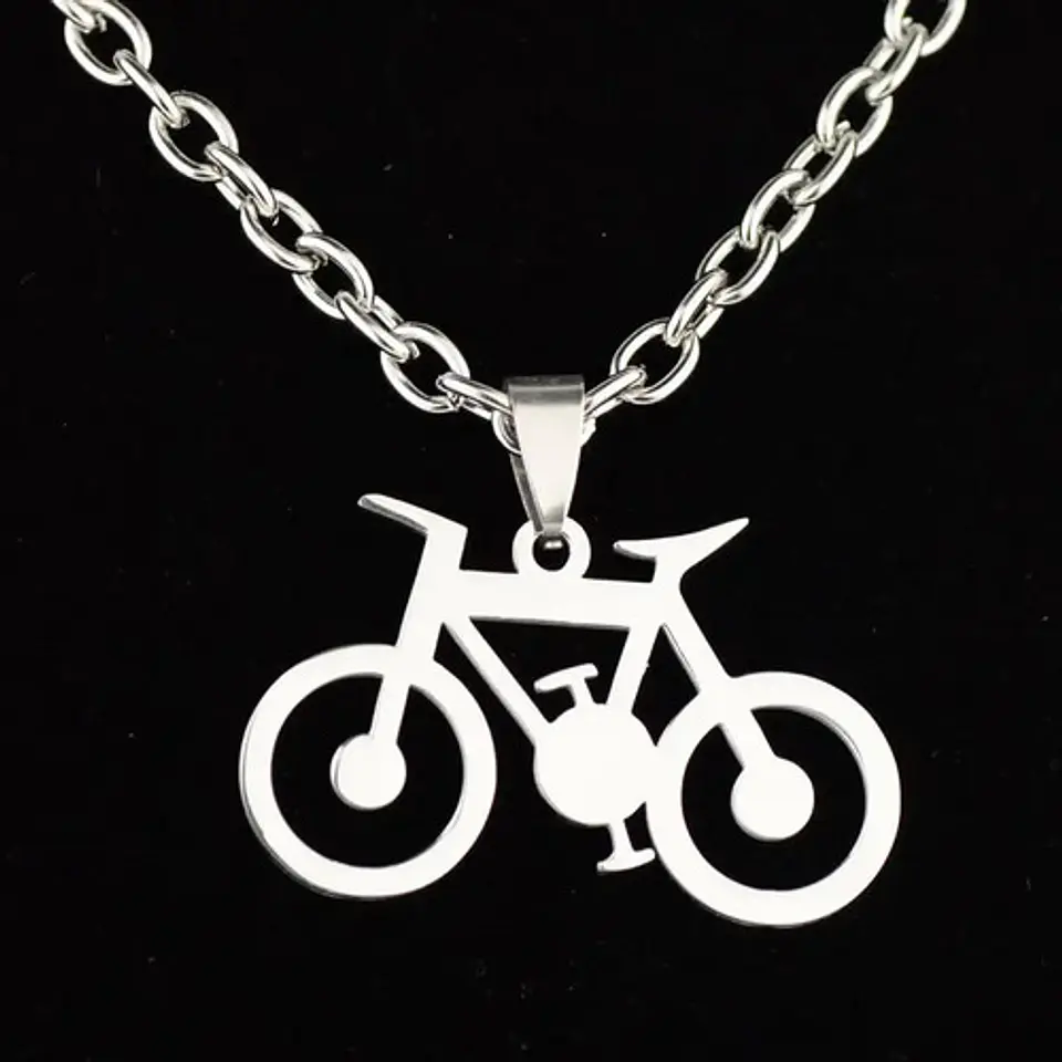 Collar Bicicleta Hombre Niño Papá Amigo + Bolsa Regalo Joyas 2