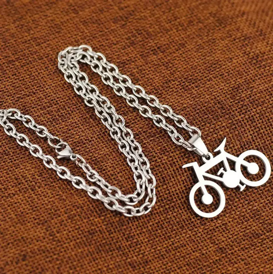Collar Bicicleta Hombre Niño Papá Amigo + Bolsa Regalo Joyas 4