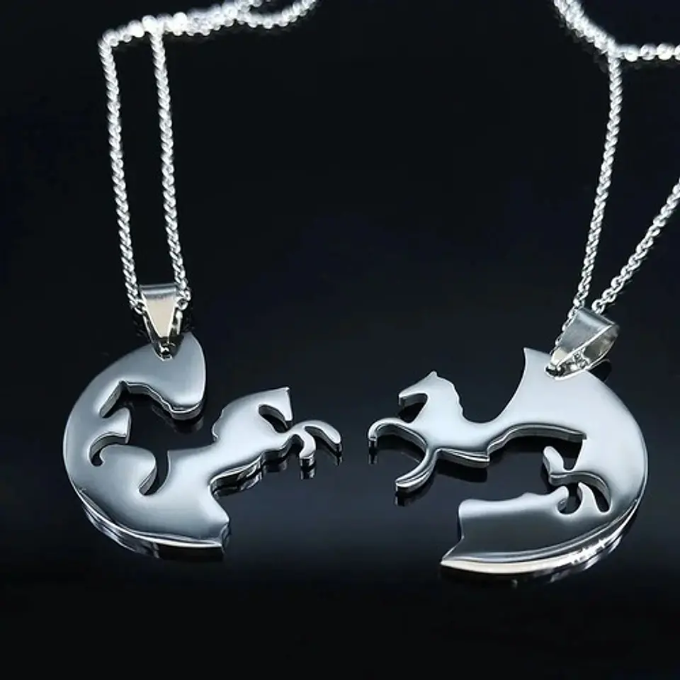 Collares Caballos Amor Enamorados Pareja + Caja Regalo Joyas 3