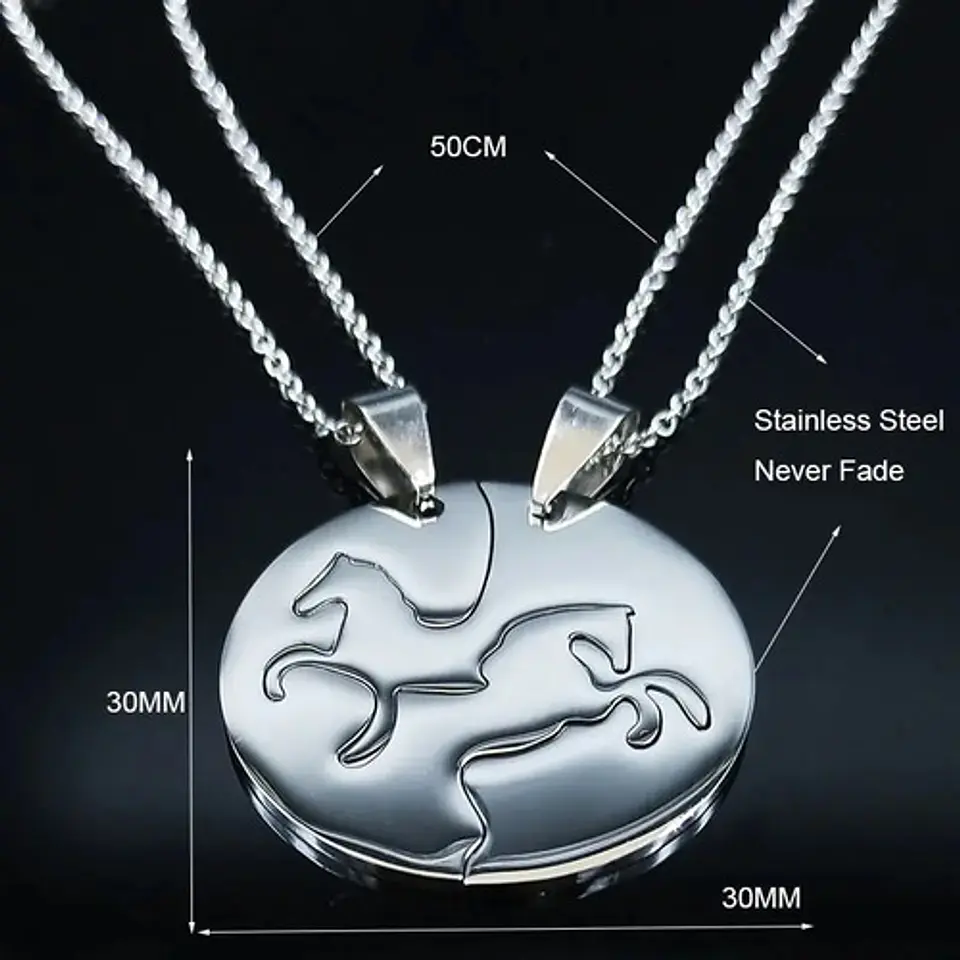 Collares Caballos Amor Enamorados Pareja + Caja Regalo Joyas 4