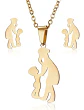 Conjunto Cadena Colgante Y Aros Madre E Hijo Corazón Regalo - Miniatura 6