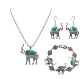 Conjunto Elefante Vintage Collar Aros Pulsera + Bolsa Regalo - Miniatura 1