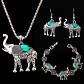 Conjunto Elefante Vintage Collar Aros Pulsera + Bolsa Regalo - Miniatura 2