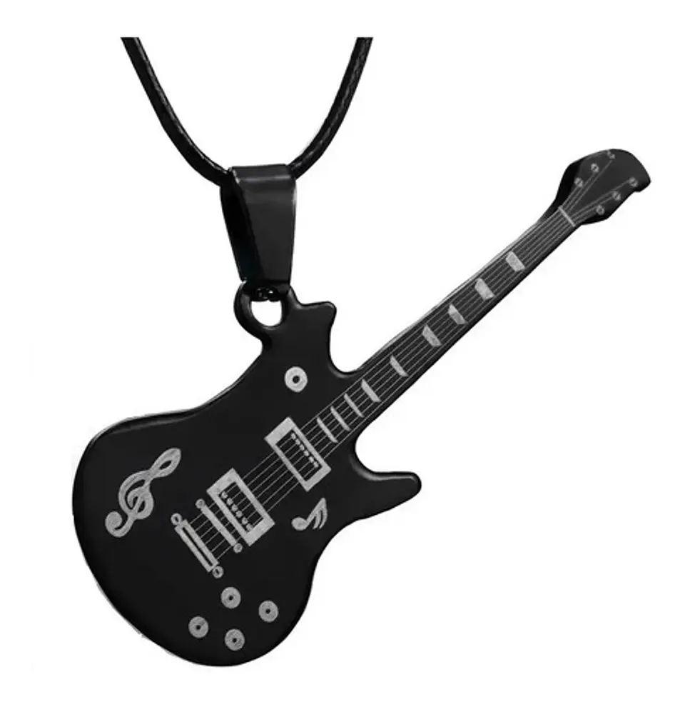 Collar Guitarra Eléctrica Rock Hombre + Bolsa Regalo Joyas 1