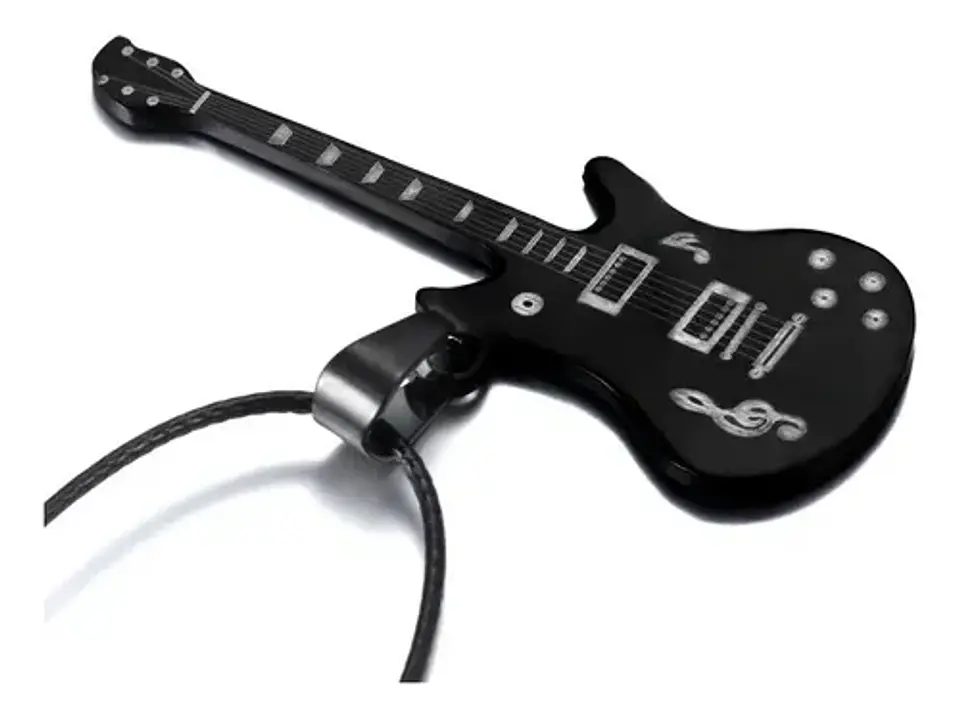 Collar Guitarra Eléctrica Rock Hombre + Bolsa Regalo Joyas 3