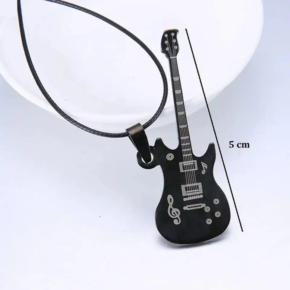 Collar Guitarra Eléctrica Rock Hombre + Bolsa Regalo Joyas 4