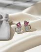 Aros Gato Cristal Mujer Niña + Bolsa Regalo Joyas - Miniatura 3