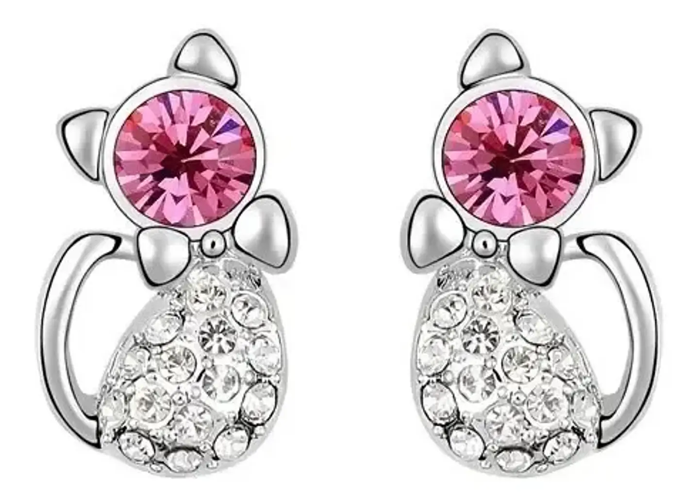 Aros Gato Cristal Mujer Niña + Bolsa Regalo Joyas 4