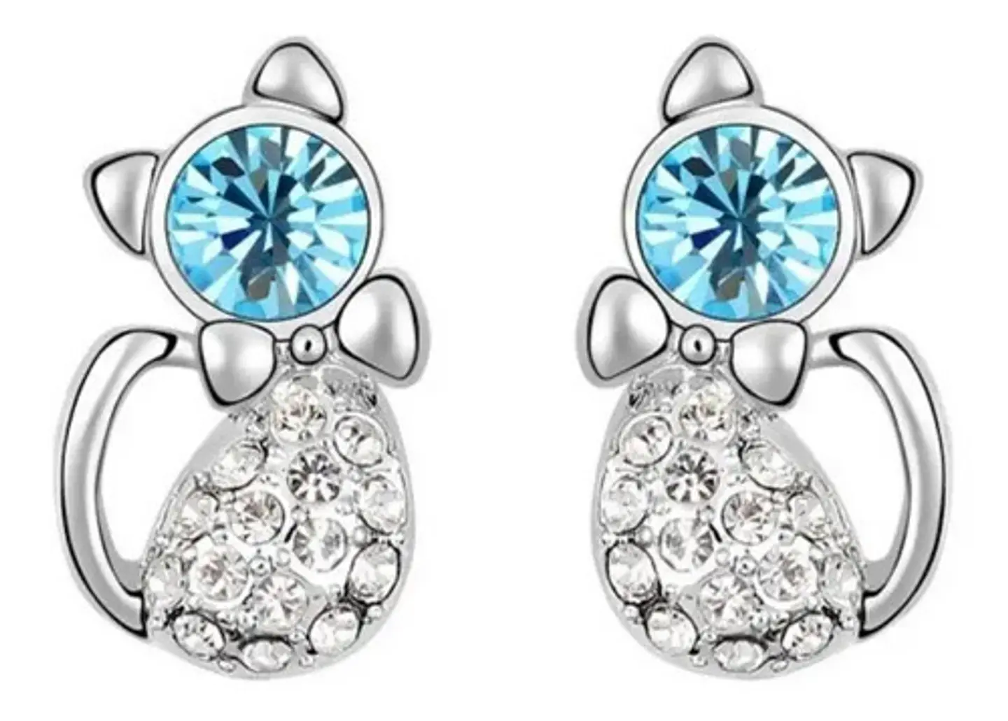 Aros Gato Cristal Mujer Niña + Bolsa Regalo Joyas 7