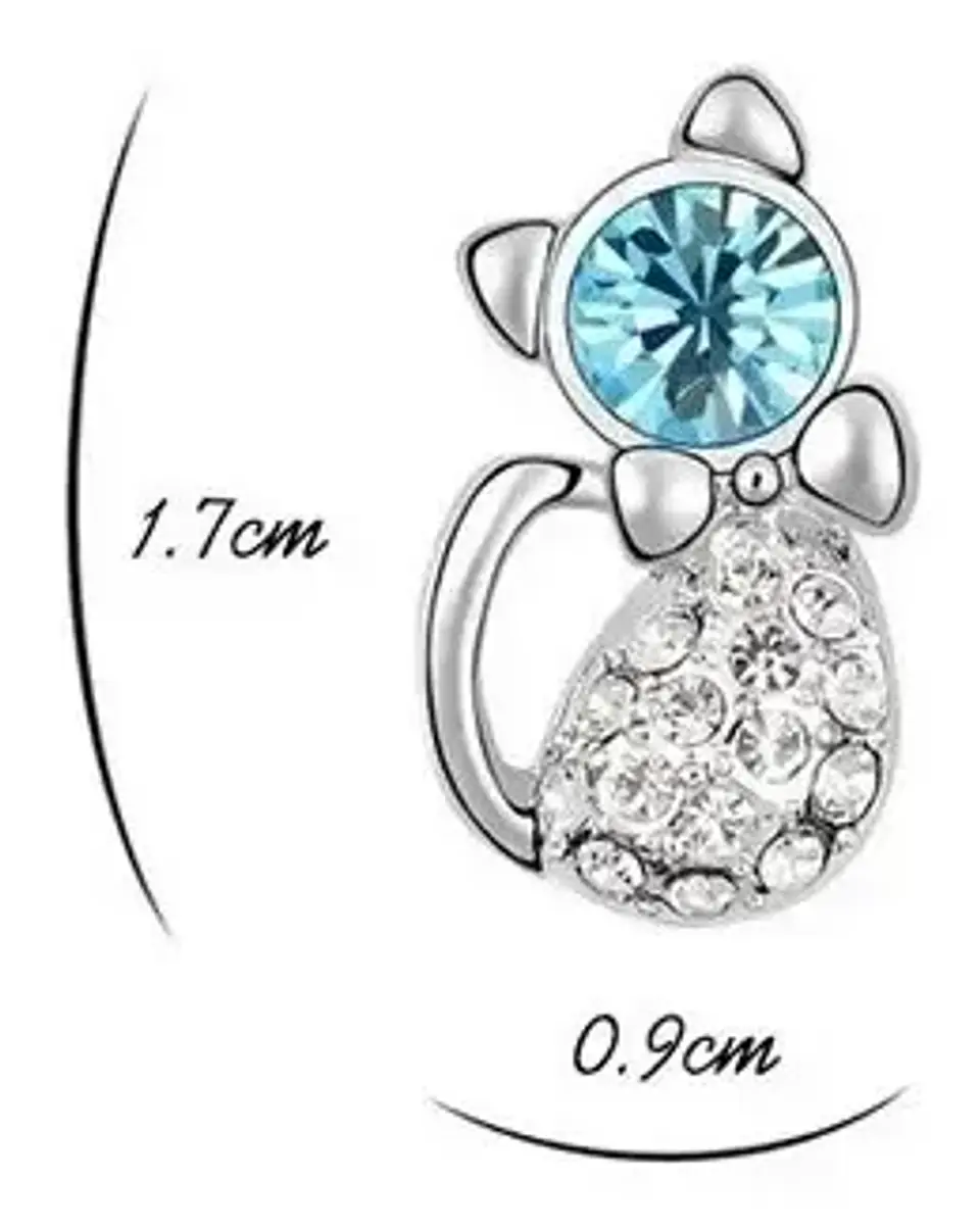 Aros Gato Cristal Mujer Niña + Bolsa Regalo Joyas 9
