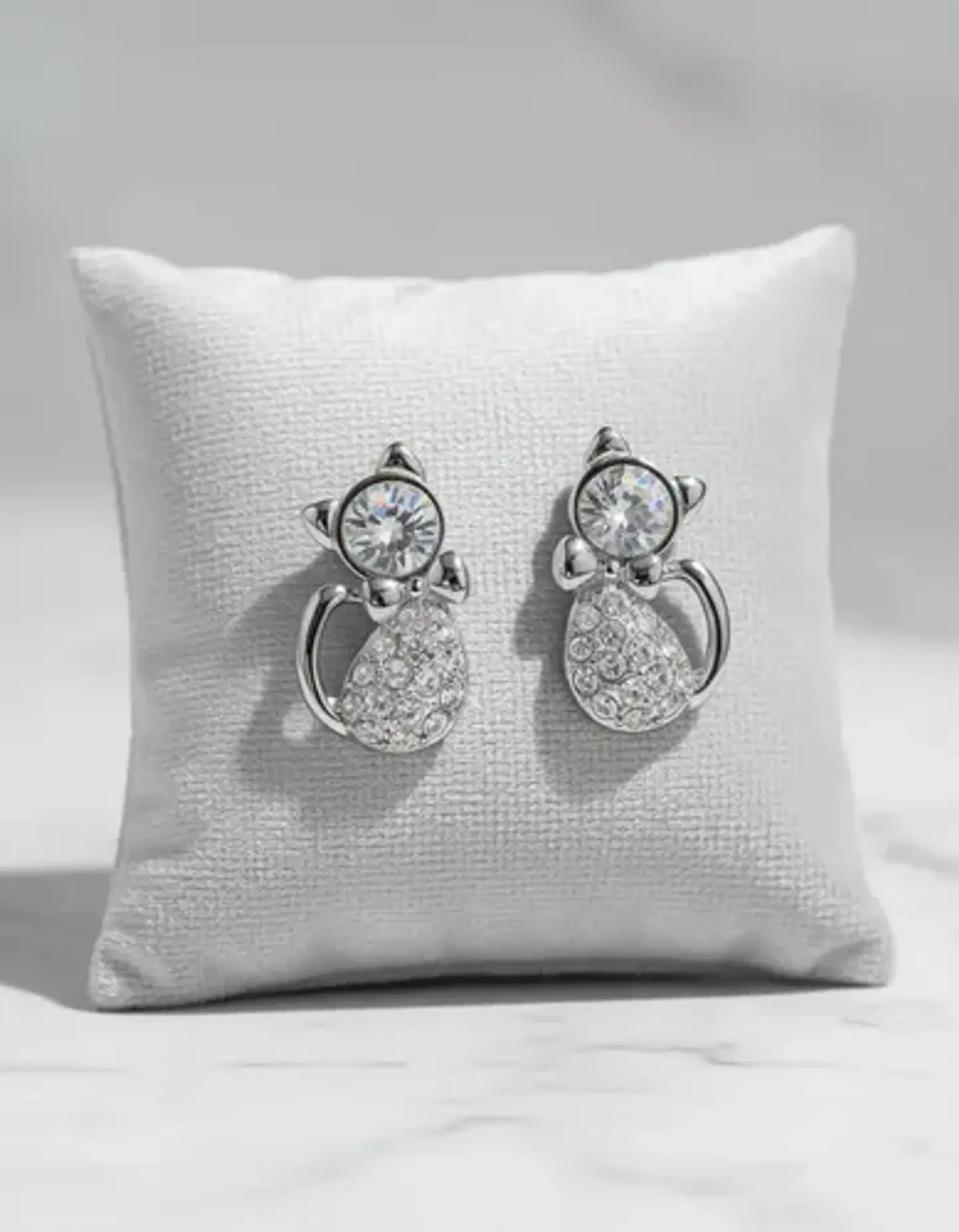 Aros Gato Cristal Mujer Niña + Bolsa Regalo Joyas 12