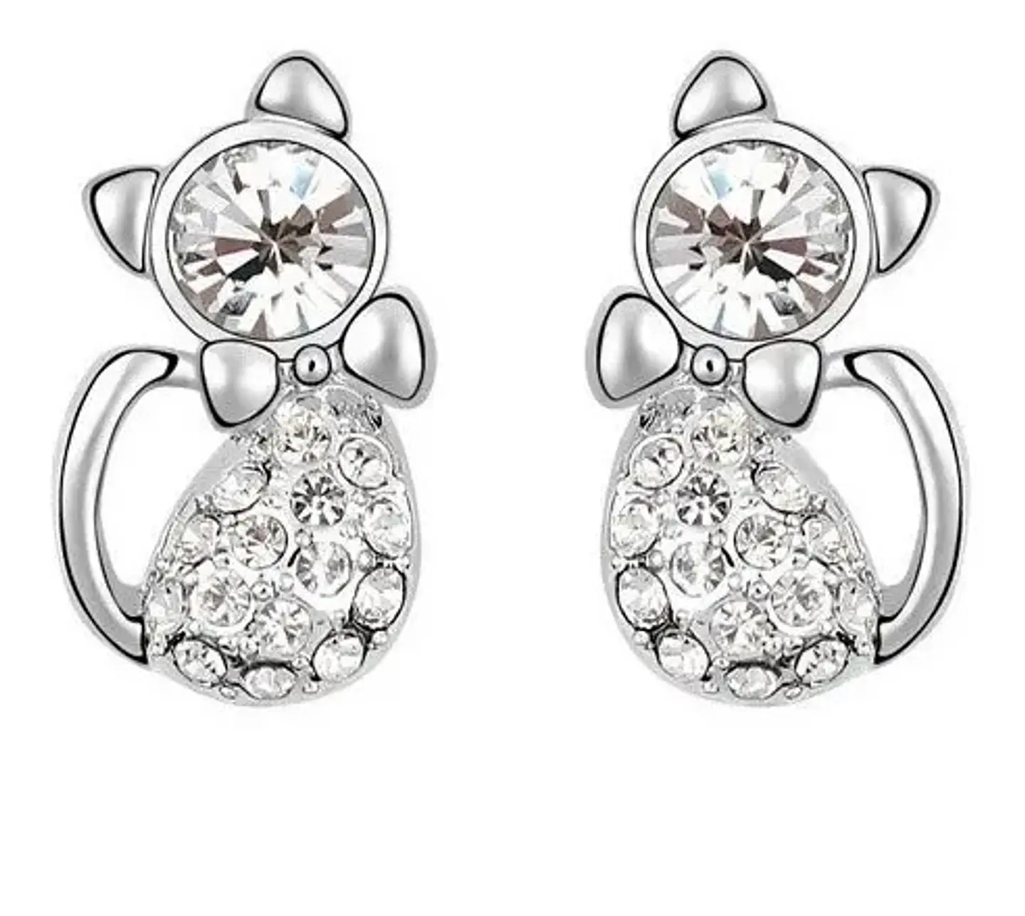 Aros Gato Cristal Mujer Niña + Bolsa Regalo Joyas 13