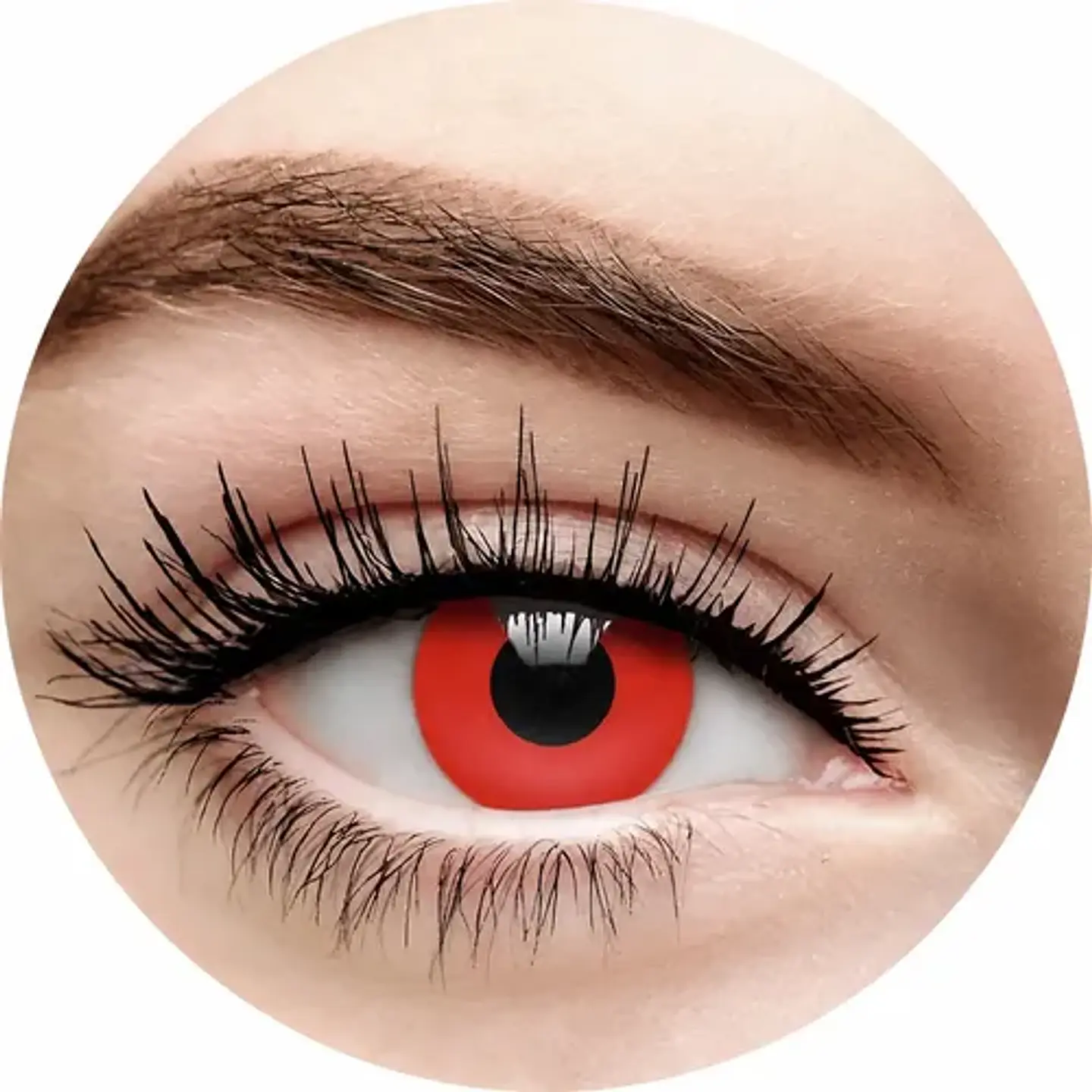 Lentes Contacto Rojo Cosplay Halloween +liquido +estuche 1
