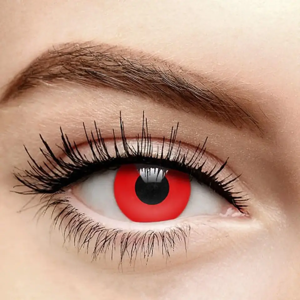 Lentes Contacto Rojo Cosplay Halloween +liquido +estuche 2