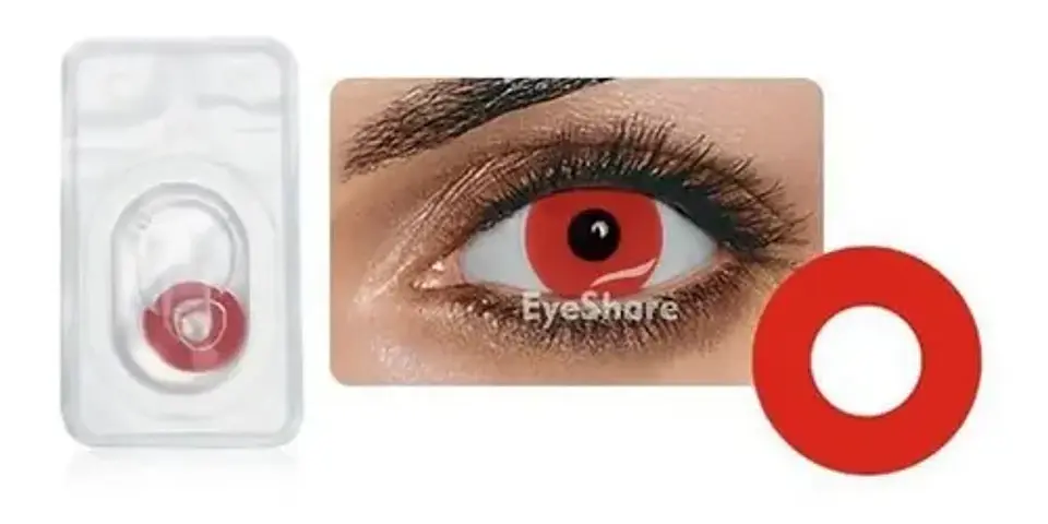 Lentes Contacto Rojo Cosplay Halloween +liquido +estuche 5