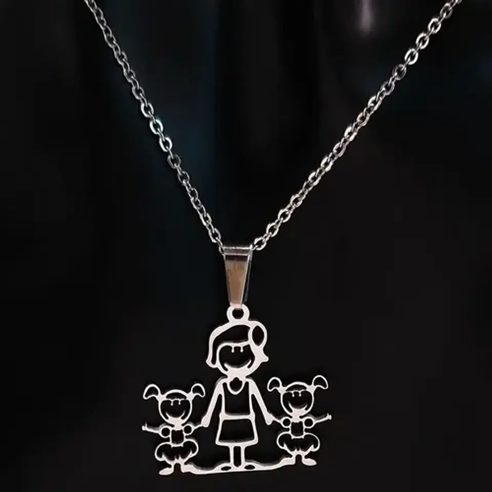 Collar Familia Mamá Hijas + Caja Regalo Joyas 3