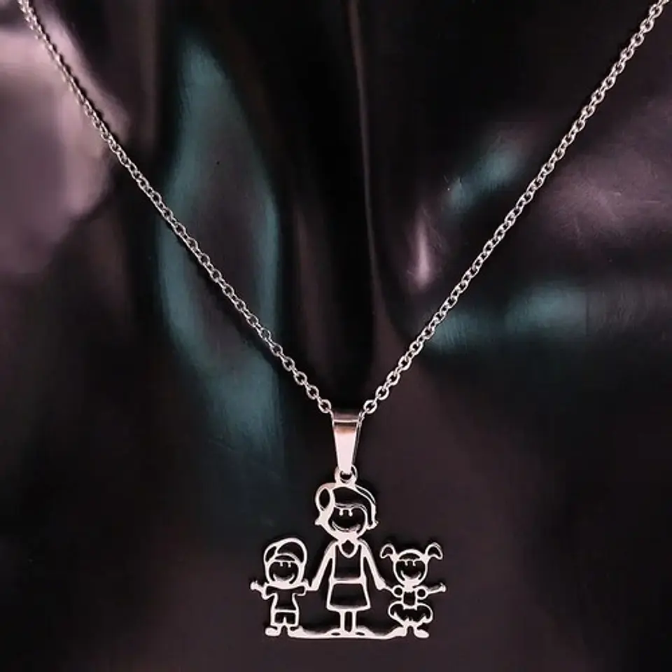 Collar Familia Mamá Hijo Hija + Caja Regalo Joyas 3