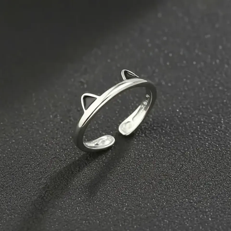 Anillo Ajustable Orejas Gato + Caja Terciopelo Regalo 5