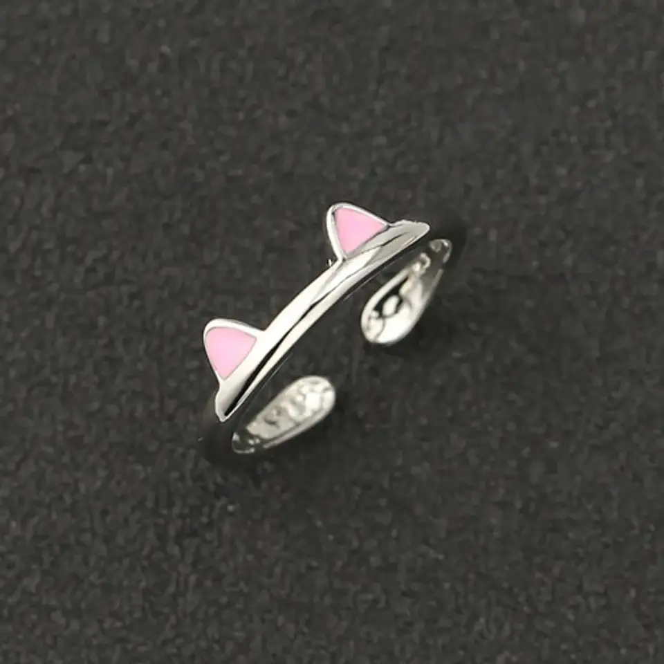 Anillo Ajustable Orejas Gato + Caja Terciopelo Regalo 10