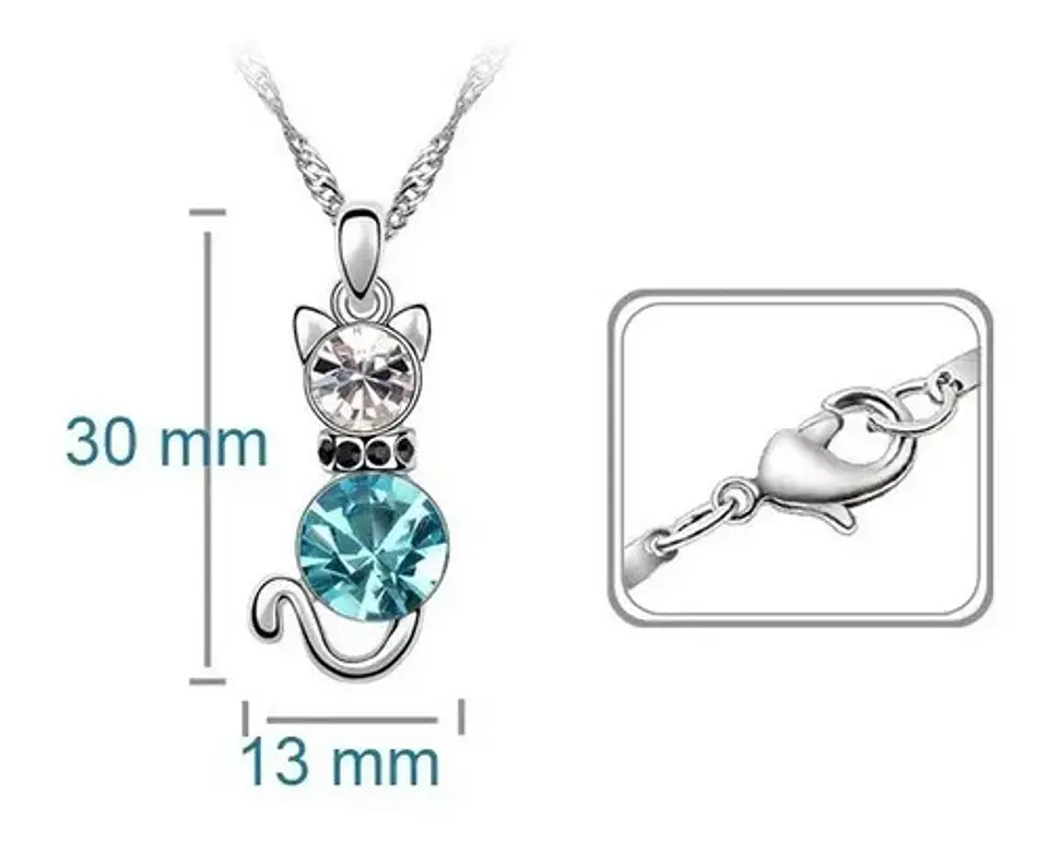 Collar Gato Cristal Mujer Niña + Caja Regalo Joyas  2